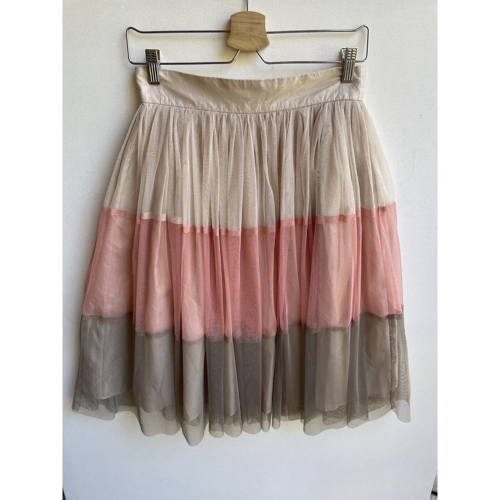 Twelve by Twelve Los Angeles Layered Tulle Skirt Pink Gray Beige S/P
